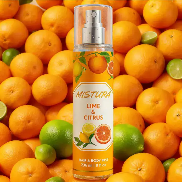 Fresh citrus scent mist with lime and orange for hair and body, refreshing mist by MISTURA.