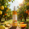 Lime and citrus scented body mist from MISTURA in an outdoor orchard setting, refreshing and hydrating hair and body spray.