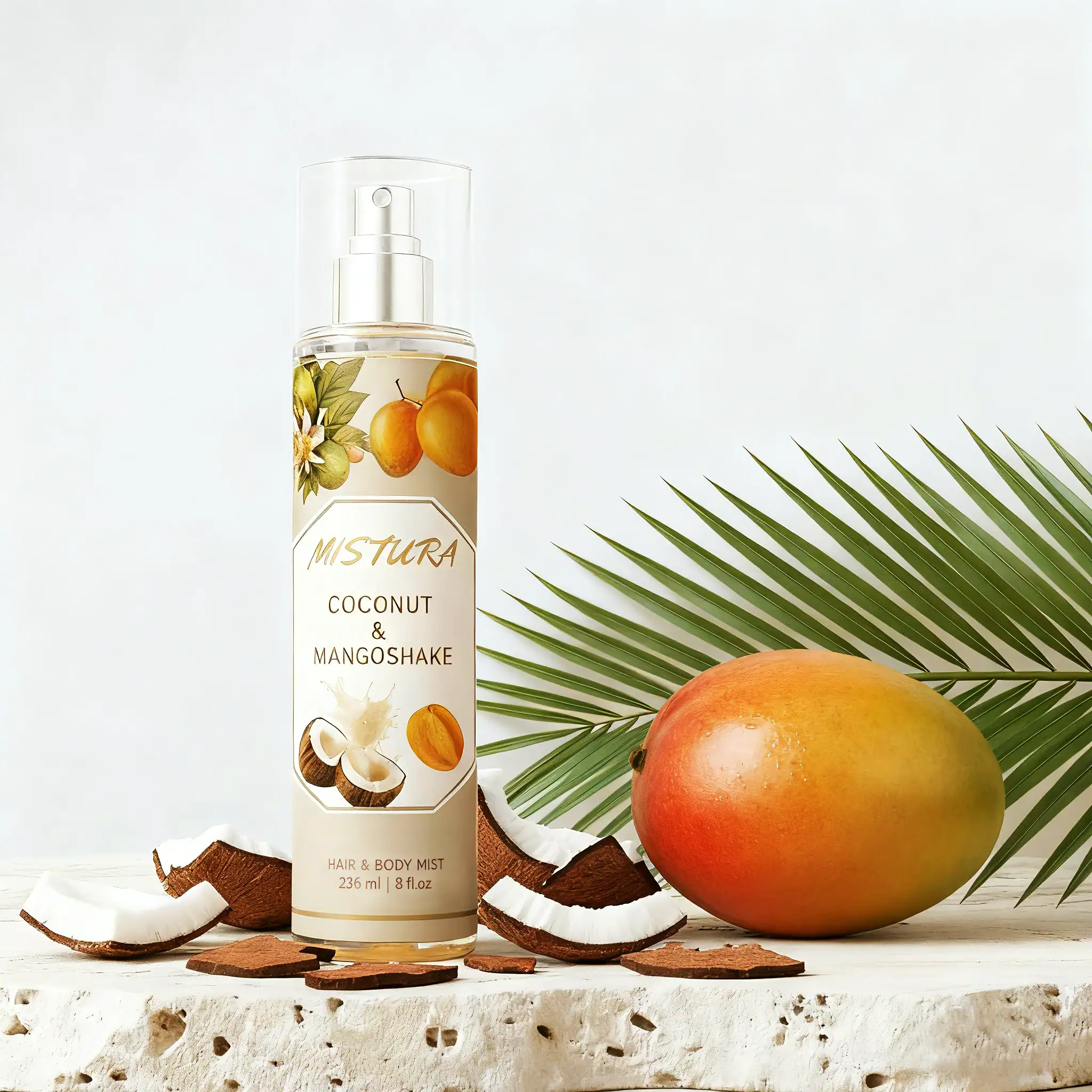 MISTURA Coconut Mangoshake Hair and Body Mist - 236ML Natural Fruit Scent Hydrating Spray